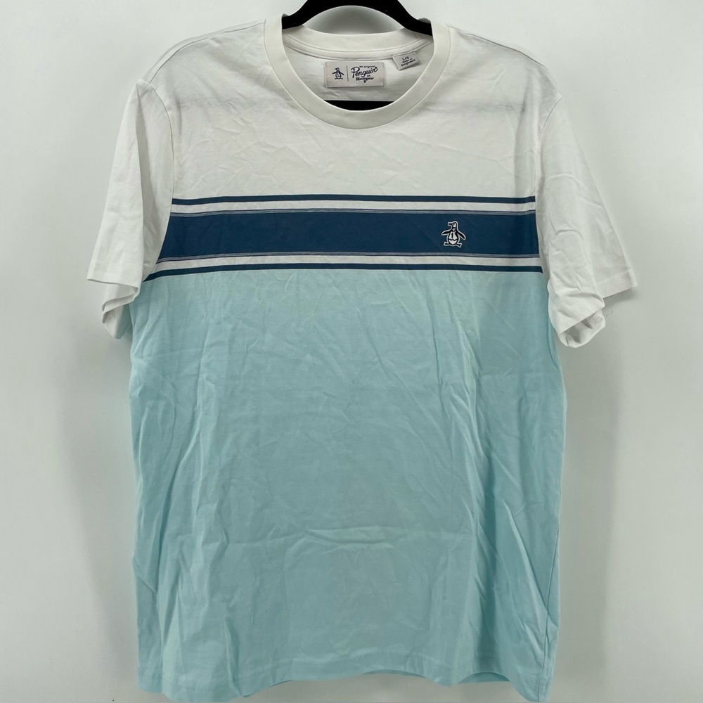Penguin by Munsingwear Men’s Shirt Blue Colorblock 100% Cotton L